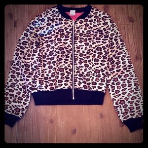 Girls leopard print zip up